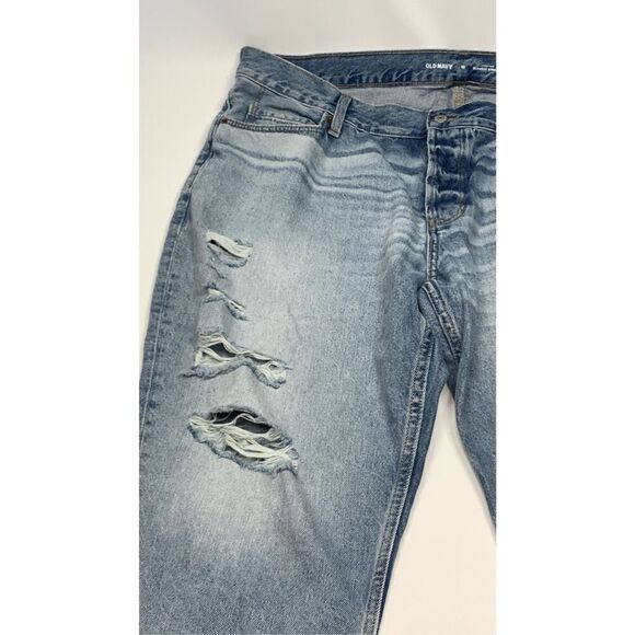 Old Navy Women's Distressed Denim High-Rise Slouchy Straight Jeans Blue Size 18 - Picture 3 of 10